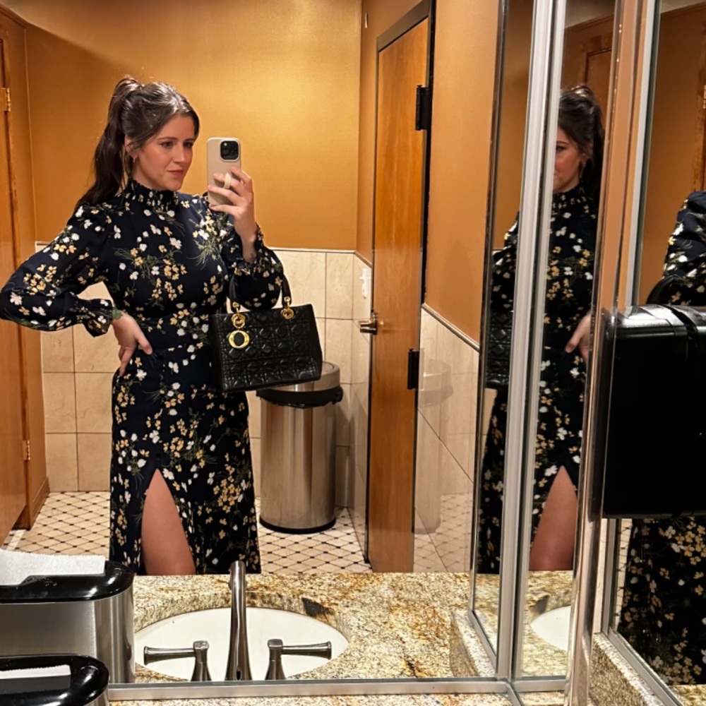High neck long sleeve reformation midi dress 8